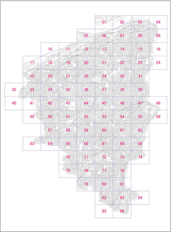 画像：江南市上水道管理図（索引図）