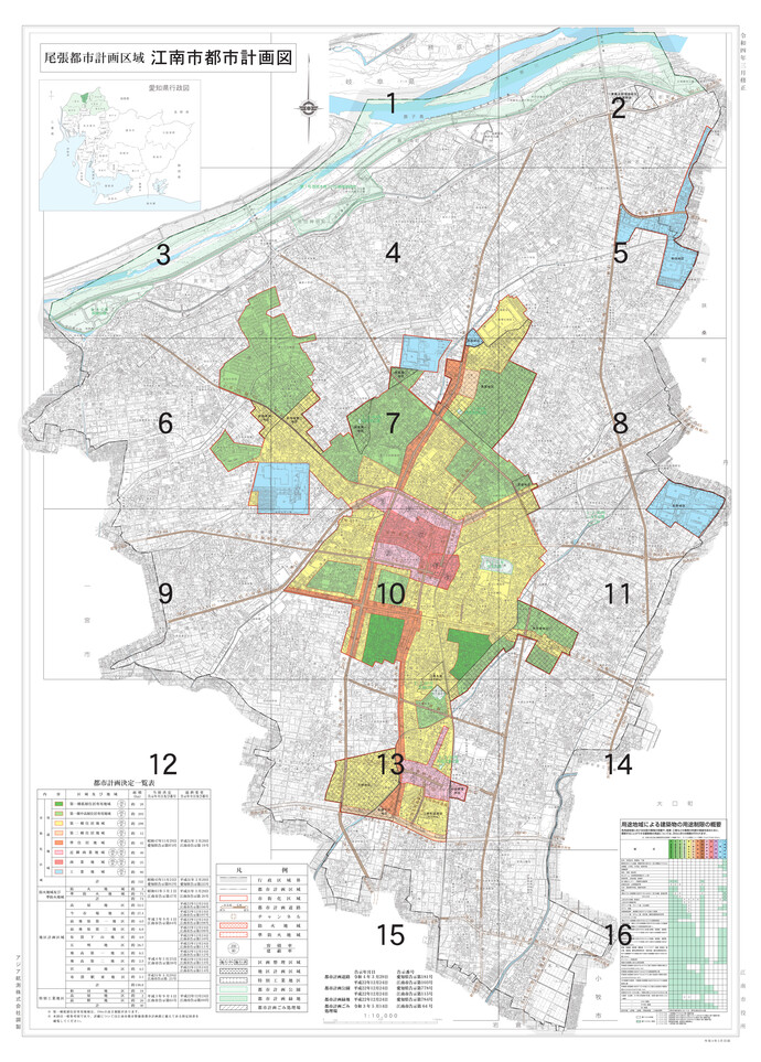 図：尾張都市計画区域　江南市都市計画図（索引図）
