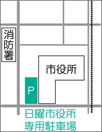 イラスト：日曜市役所専用駐車場案内図