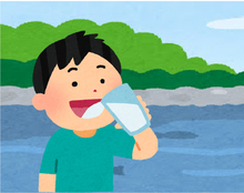水を飲む男の子のイラスト画像