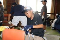 写真:ロープ結索の様子