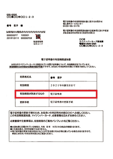 有効期限通知書
