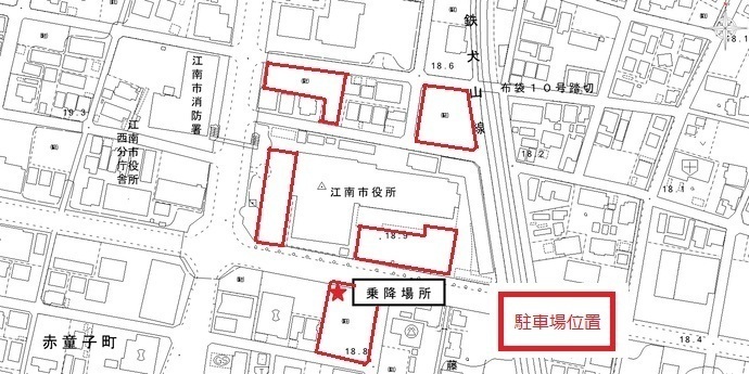 市役所ルートの乗降場所の写真