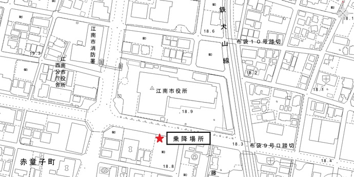 市役所ルートの乗降場所の写真